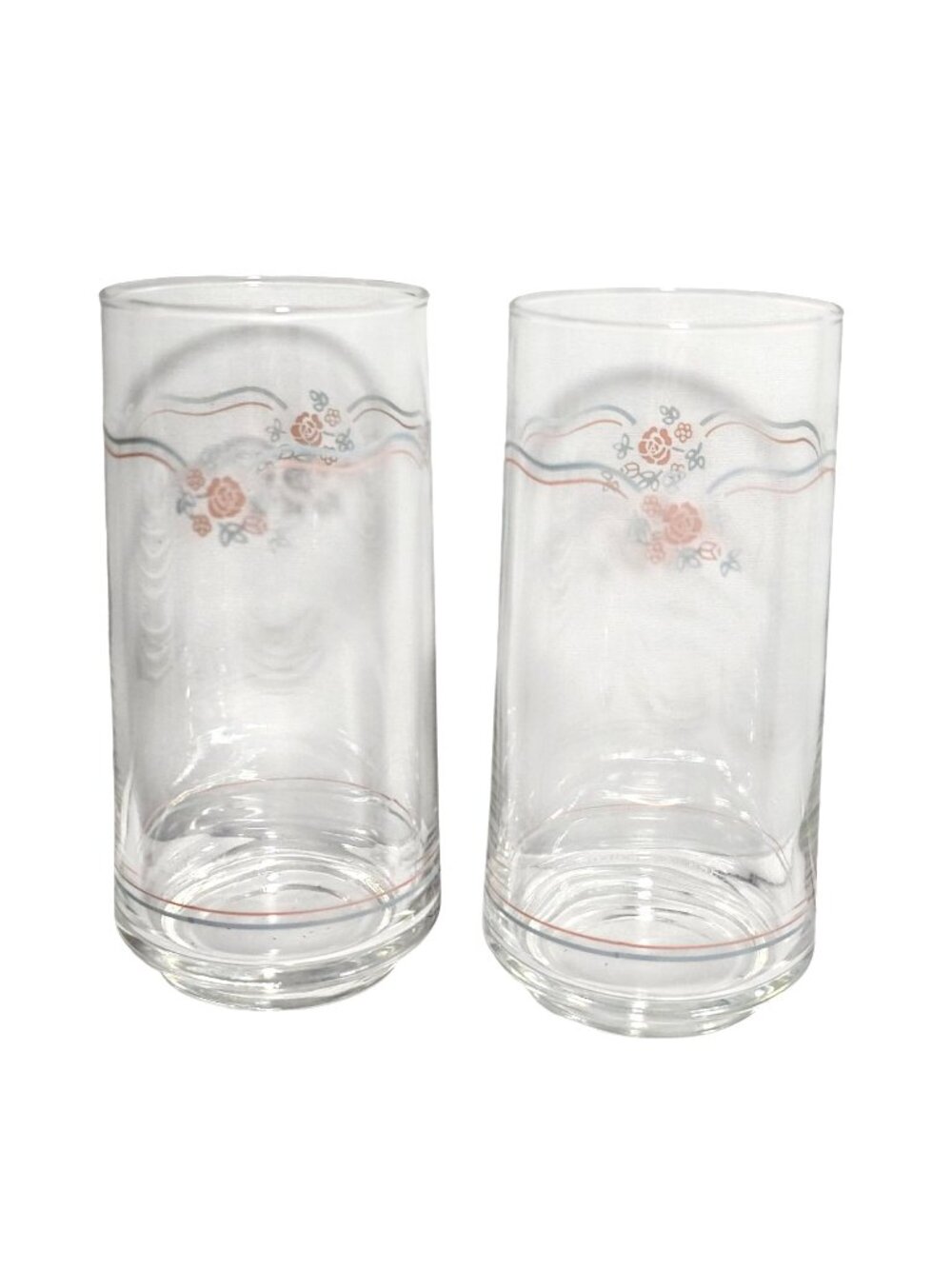 2 Corelle English Breakfast Tumblers 6" drinking glasses delicate rose 16oz
